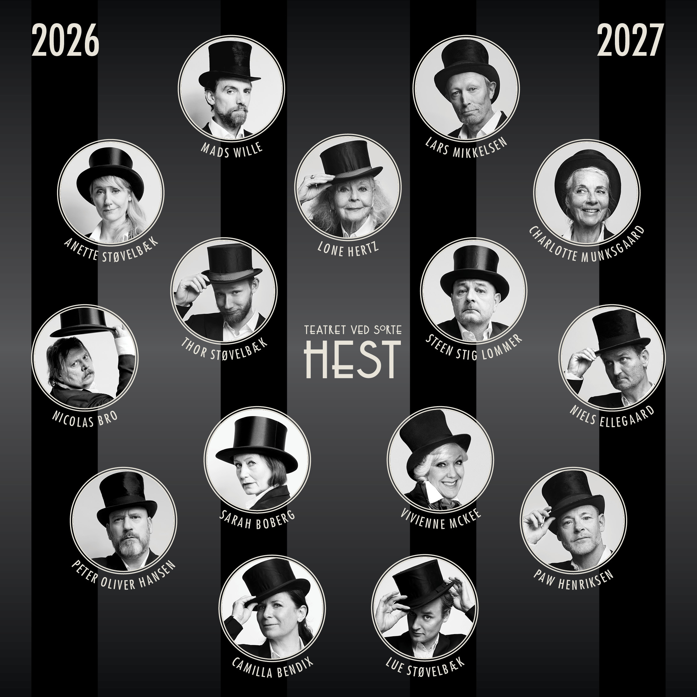 Teatret ved Sorte Hest, sæson 2026-27. Foto: Robin Skjoldborg. Grafik: Mike Tylak.